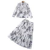 Chiffon Printed Elegant Two Piece Skirt Set - FashionByTeresa